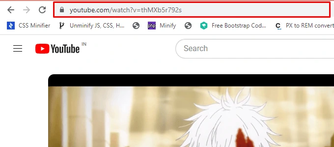 copy youtube video url